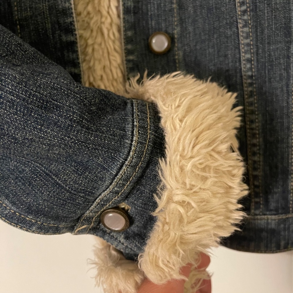 INC women's jean jacket with removable lining, medium, pearly buttons - Picture 8 of 9